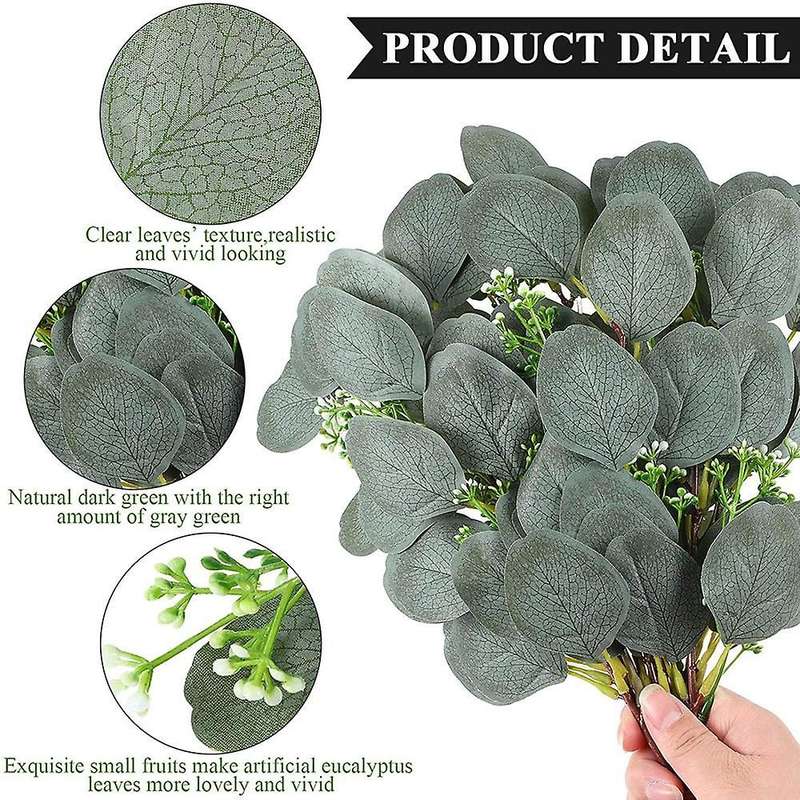 40 Pieces Artificial Eucalyptus Leaves Greenery Stems Branches