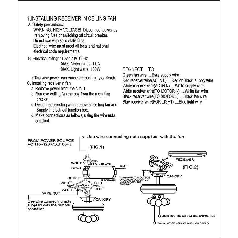 Ceiling Fan Remote Control Kit, for Hampton Bay Harbor, Ordinary