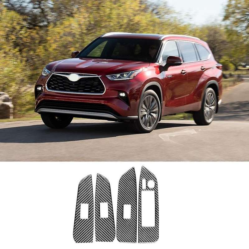Car Window Lift Switch Sticker Carbon Fiber for Toyota Highlander