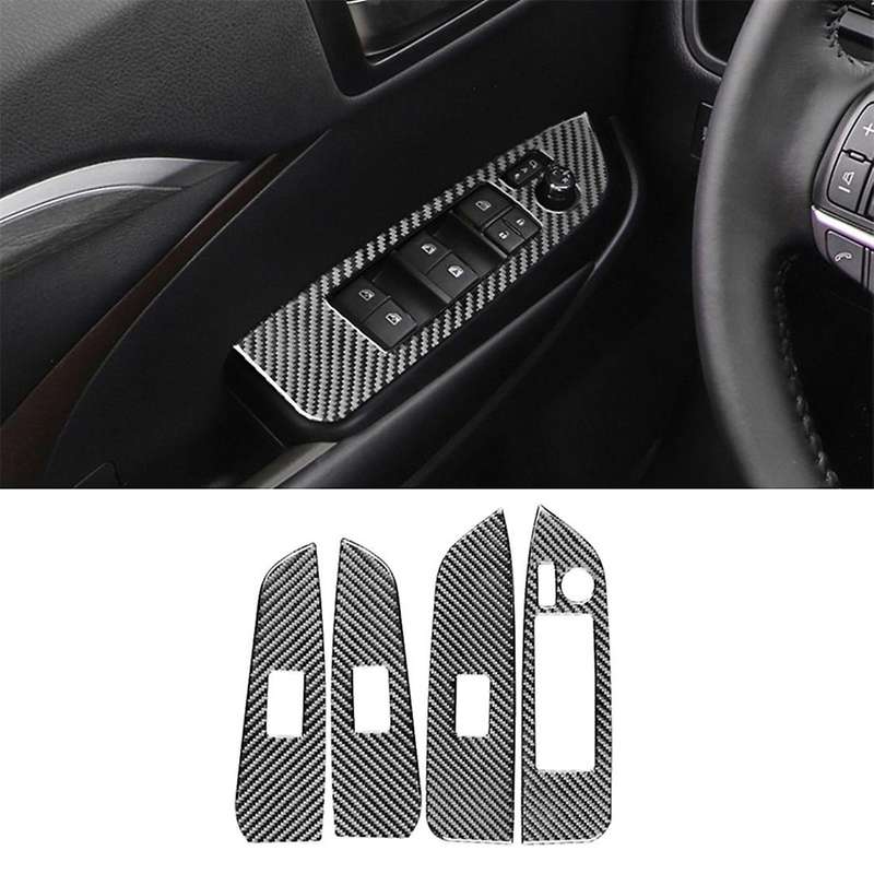Car Window Lift Switch Sticker Carbon Fiber for Toyota Highlander