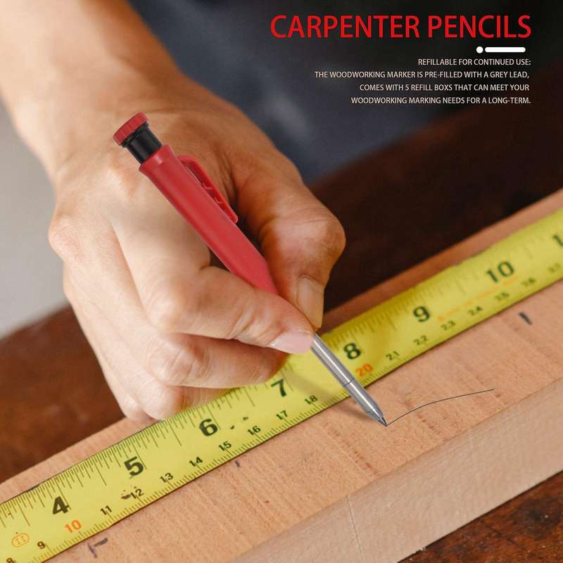 Solid Carpenter Pencils with 60 Refills,woodwork Marking Pencil