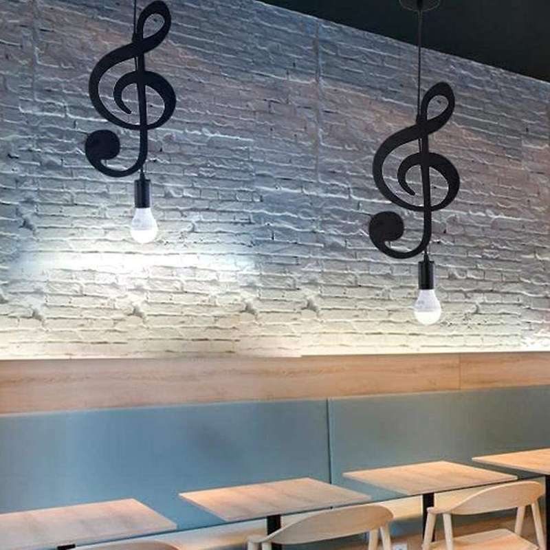 Pendant Light,iron Ceiling Music Note Hanging Light Shade Chandelier