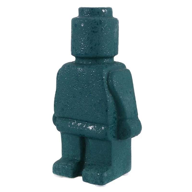 Robot Sculpt Figurines Vase Artificial Flower Vase Ceramic -green