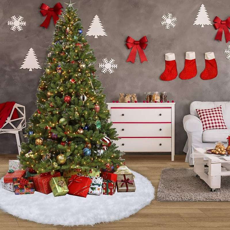 White Carpet Tree Skirt Base Mat Cover for Christmas Tree Decoration