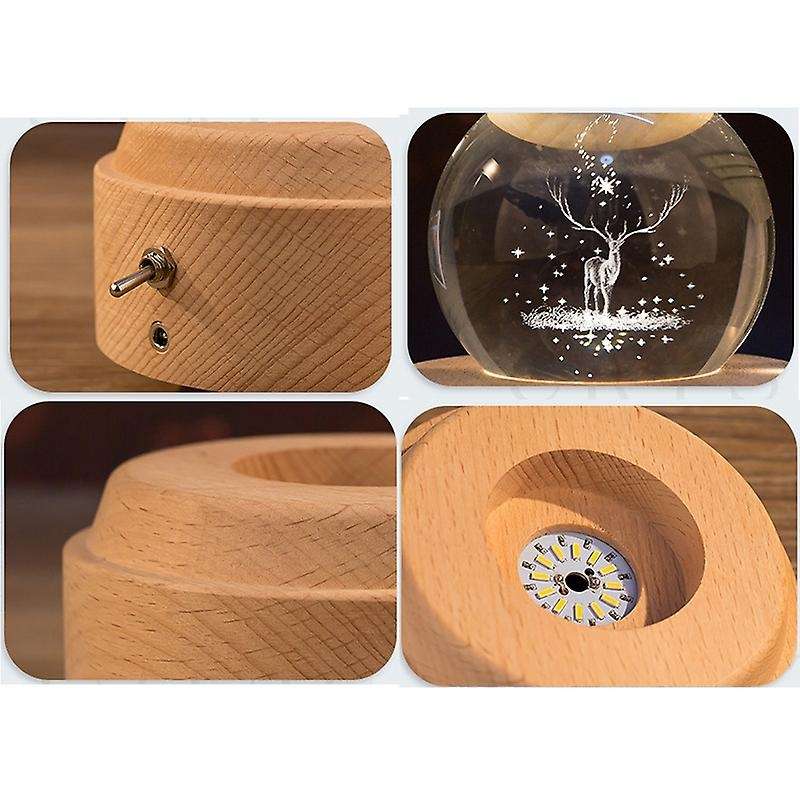 3d Crystal Ball Music Box The Deer Luminous Rotating Musical Box