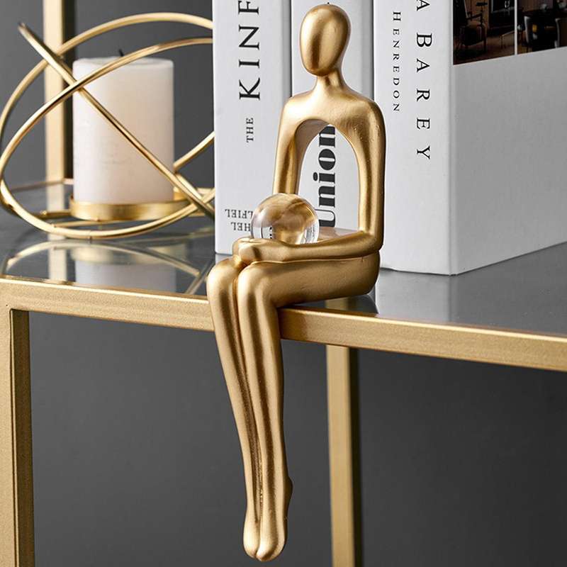 Thinker Statue Abstract Figure Sculpture Small Resin Office Decor A