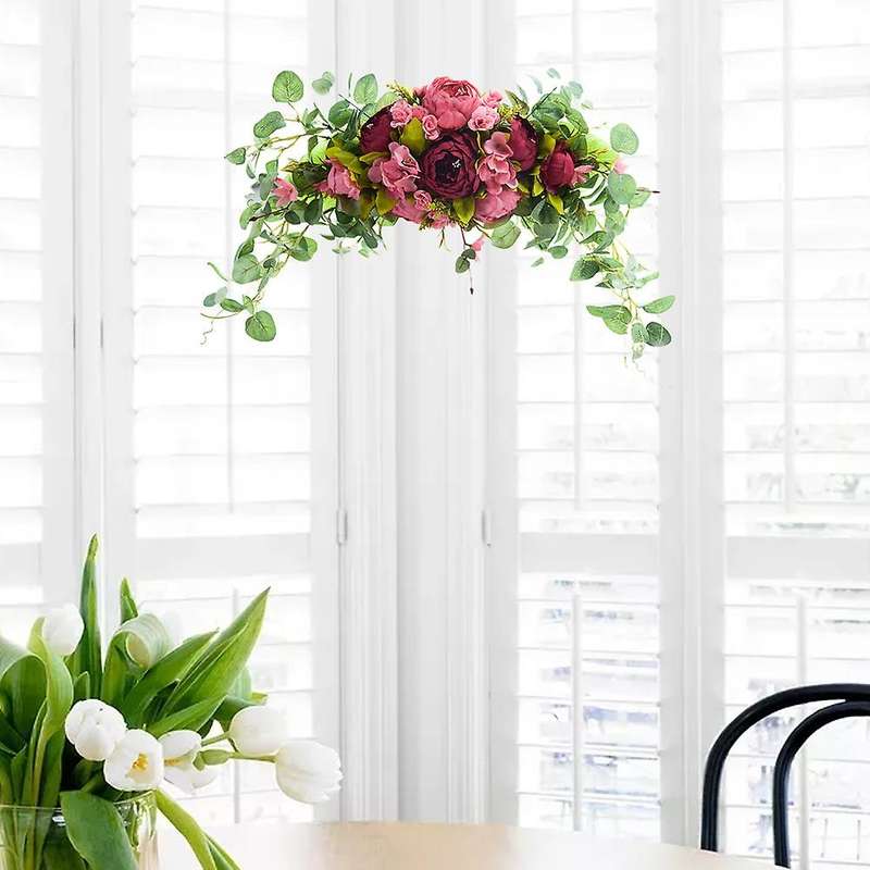 Artificial Peony Wreath Arch Lintel Hanging Wreath Decoration A
