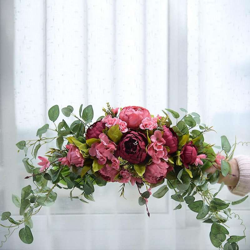 Artificial Peony Wreath Arch Lintel Hanging Wreath Decoration A