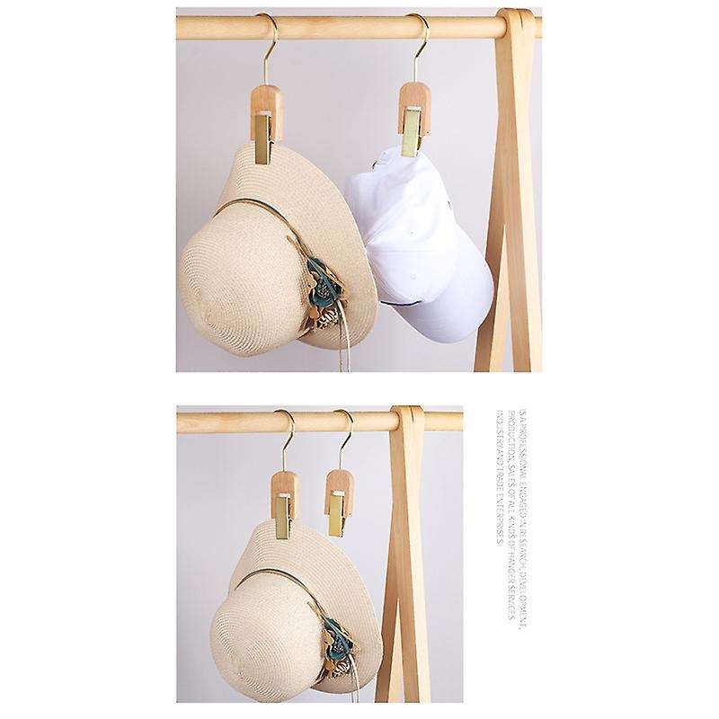 8pack Wooden Hat Pants Hanger Clip Laundry Hooks Clip Swivel Hanging