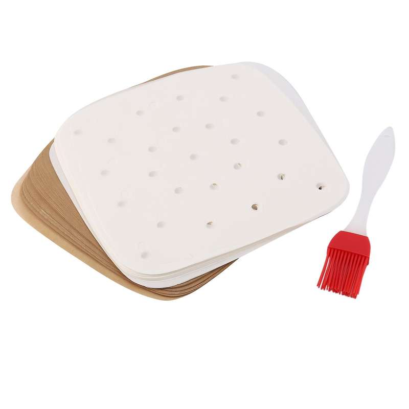 200pcs Square Air Fryer Liners, Non-stick Steamer Mat Perforated