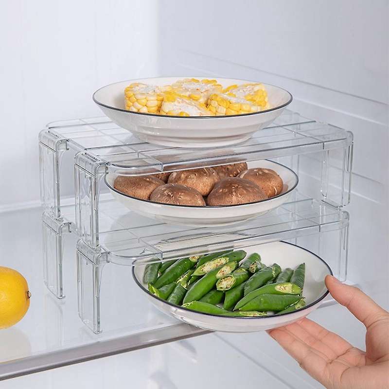 4pcs Stackable Fridge Organizers Layered Shelf Storage Rack L