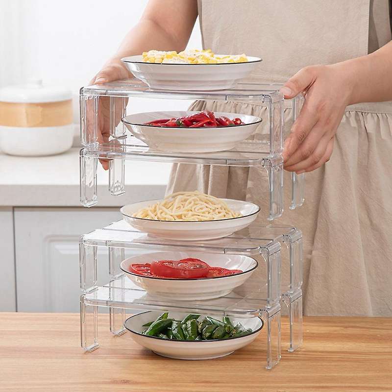4pcs Stackable Fridge Organizers Layered Shelf Storage Rack L