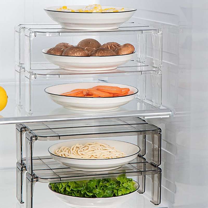 4pcs Stackable Fridge Organizers Layered Shelf Storage Rack L