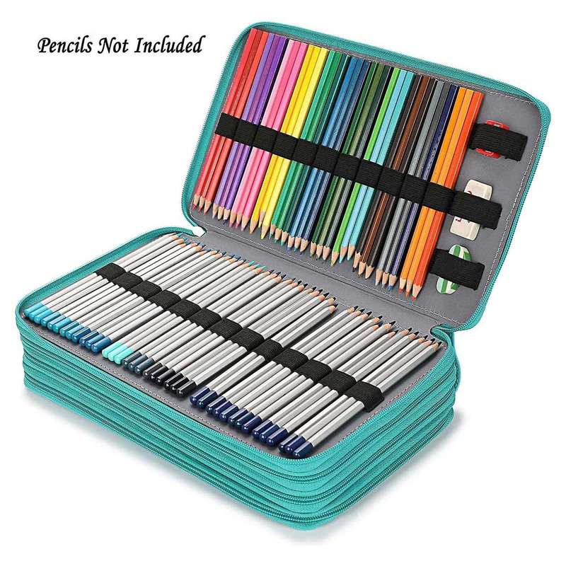 Pencil Case Students Pen Wrap for Pencil Large Capacity Lake Green