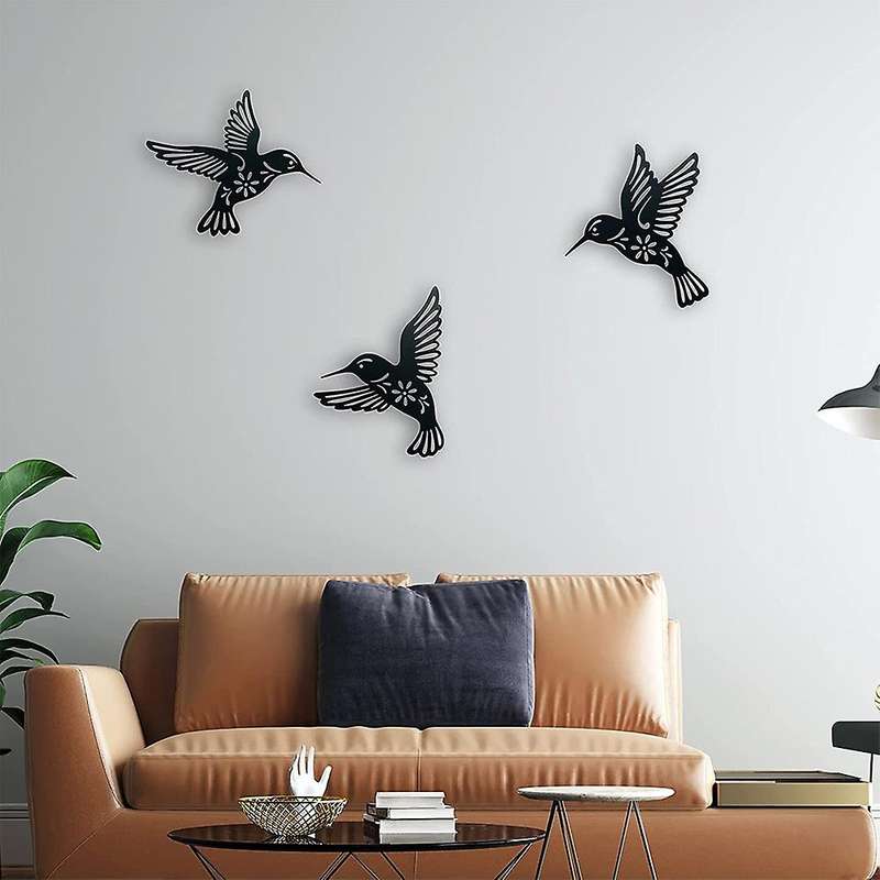 3pcs Metal Bird Wall Art Decoration, Living Room Bedroom