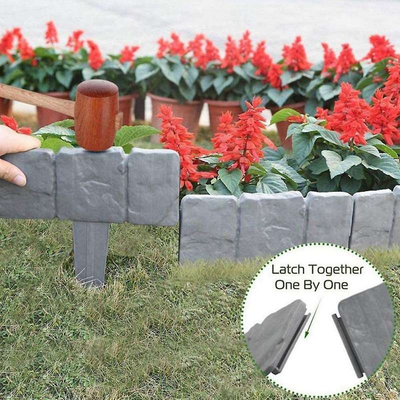 10 Pcs Imitation Stone Fence Garden Plastic Pp Foldable Splicing