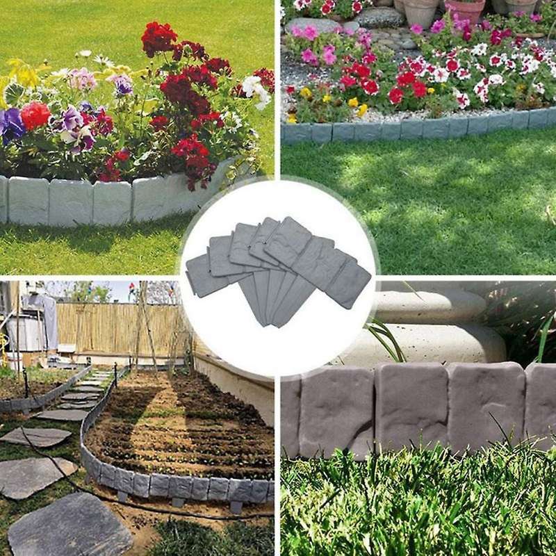 10 Pcs Imitation Stone Fence Garden Plastic Pp Foldable Splicing