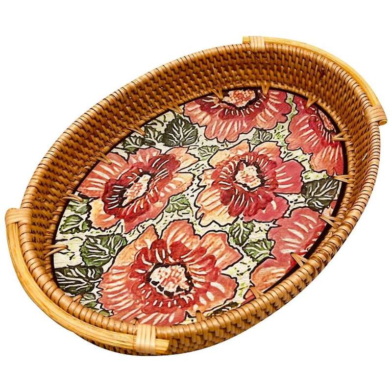 Rattan Storage Basket Bread Fruit Snacks Woven Storage Basket, B