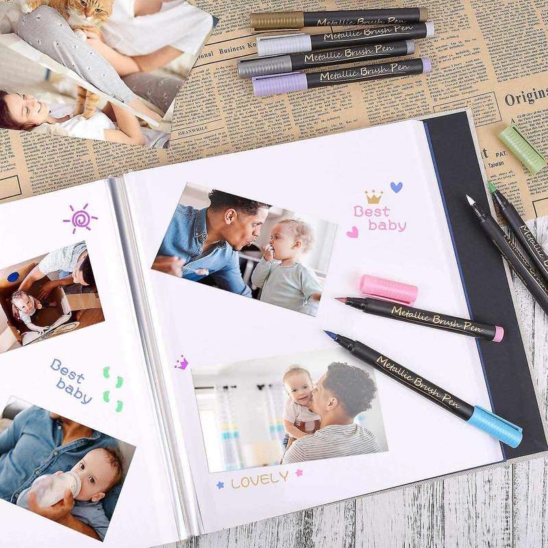 Photo Album Scrapbook Linen Diy Memory Book Thick Pages with Film