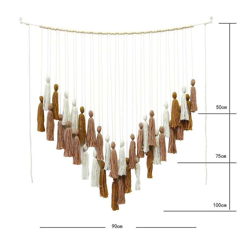Macrame Wall Hanging with Wood Beads for Bedroom Living Room Kitchen