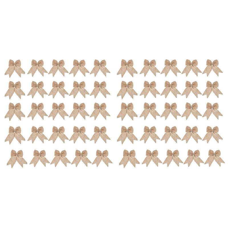60 Pcs Burlap Bows Burlap Bow Knot Handmade Burlap for Christmas