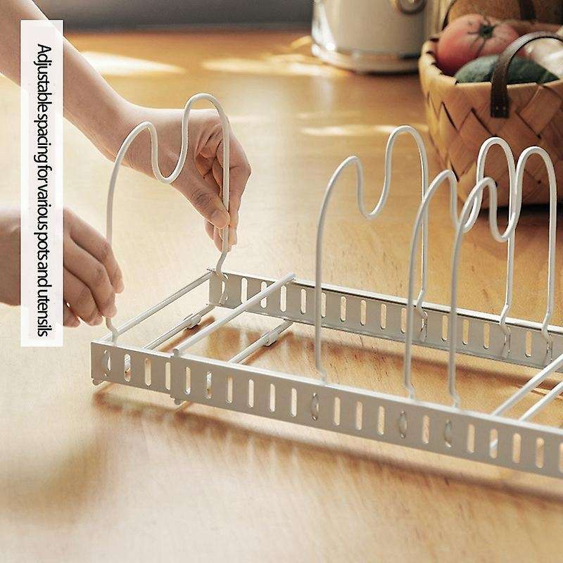 Adjustable Kitchen Shelves Metal Drying Pot Rack Cover Lid Rest Stand