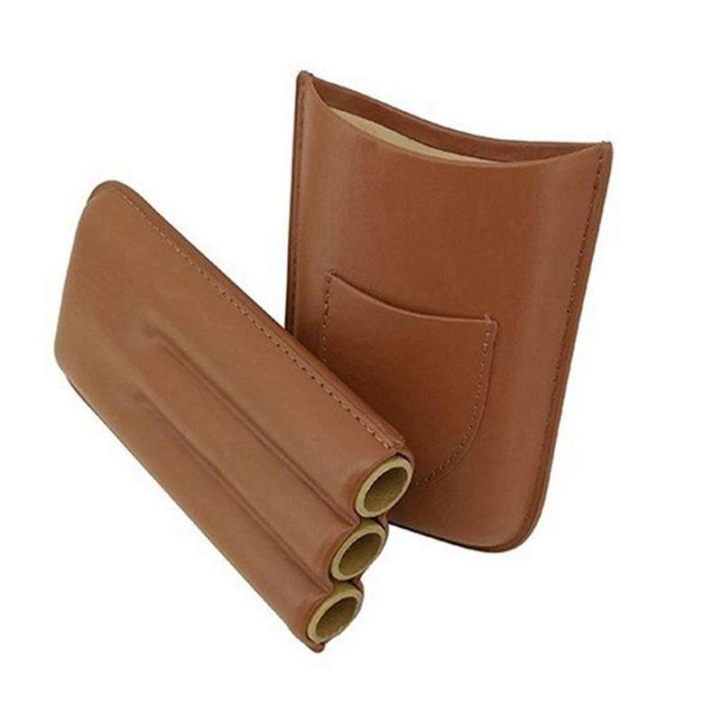 Three-finger Humidors Cigar Box Brown with Cigar Cutter - Brown