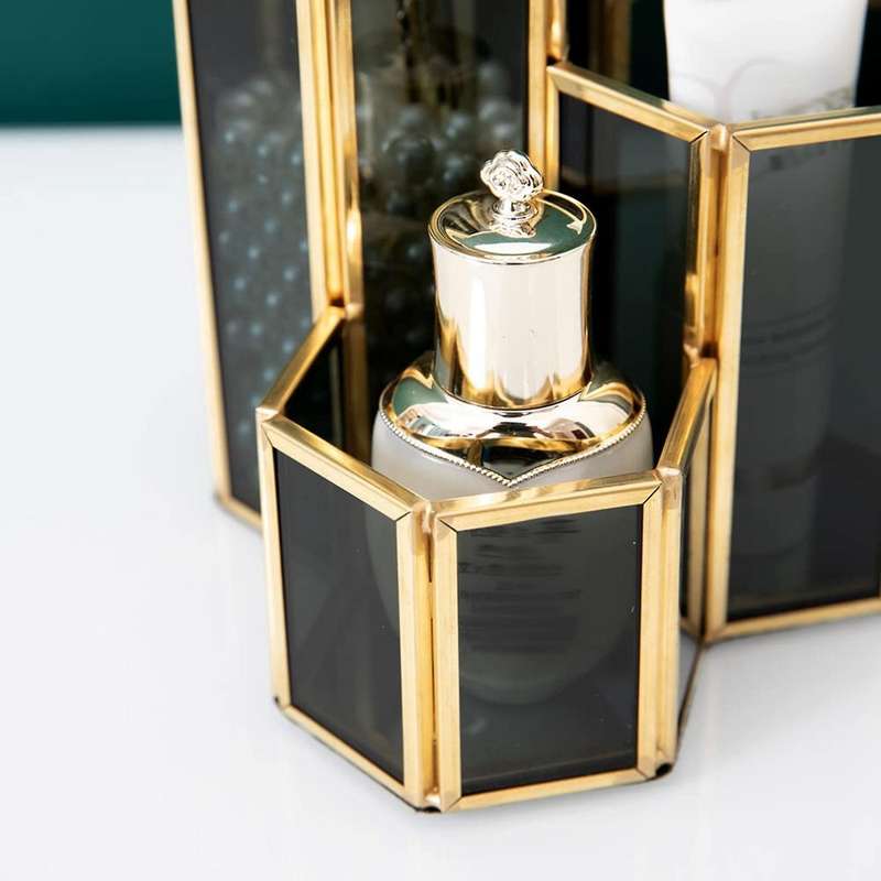Makeup Brush Holder 3 Slots Glass Home Decorative for Desk Decor