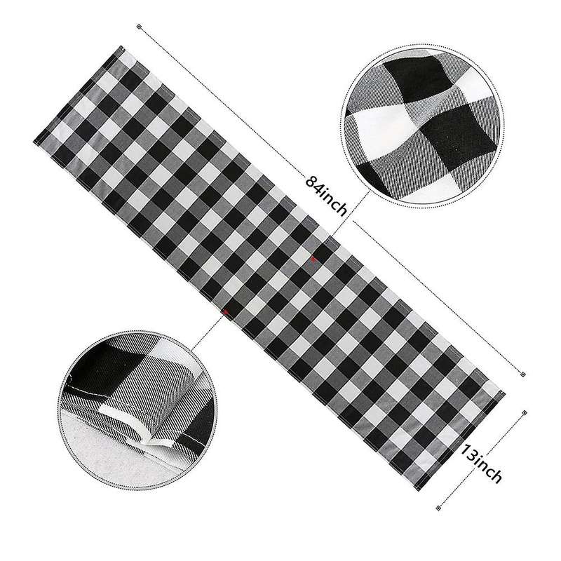 Buffalo Checked Plaid Table Runner 13x84 Inch Black and White