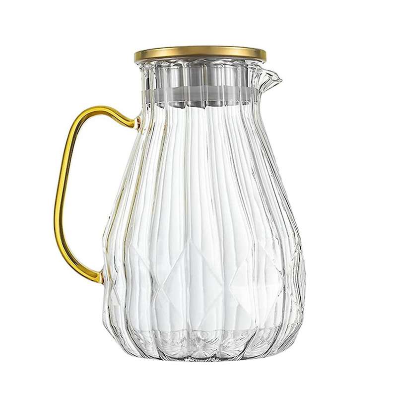 Glass Jug with Lid Nozzle 60 Oz Heat-resistant Borosilicate