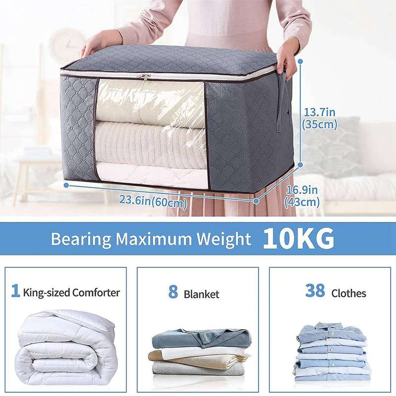Large Storage Bag Foldable Under Bed Clothes Storage with Handle
