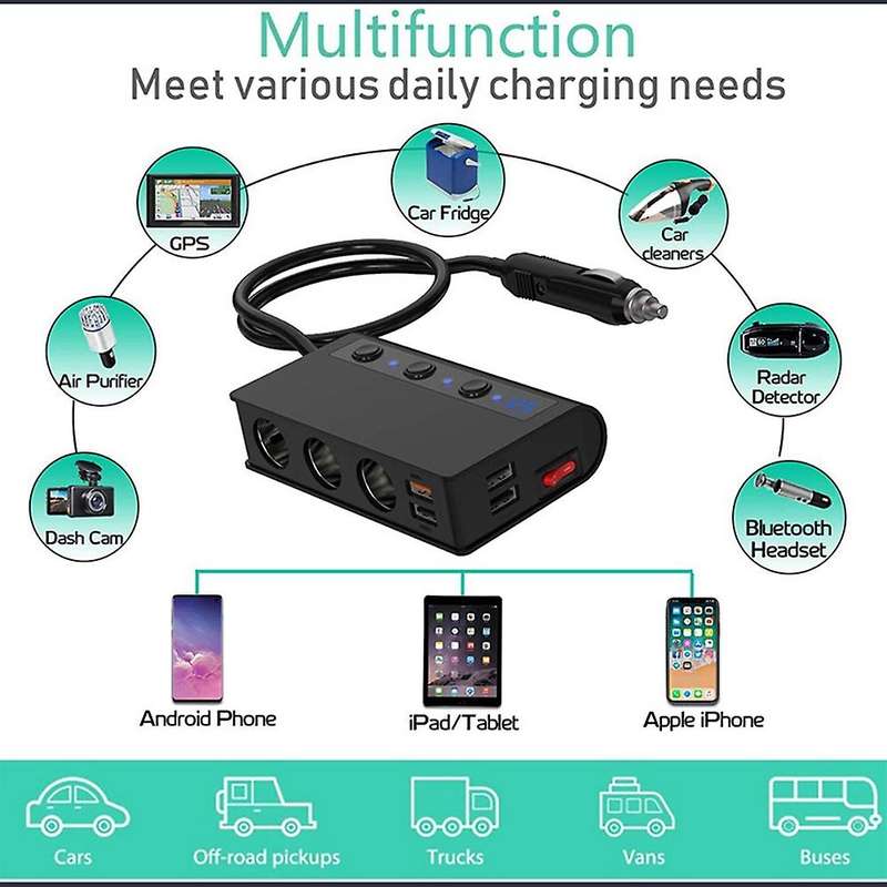 Tr24 Quick Charge Qc 3.0 -cigarette Lighter Splitter with 4-port Usb
