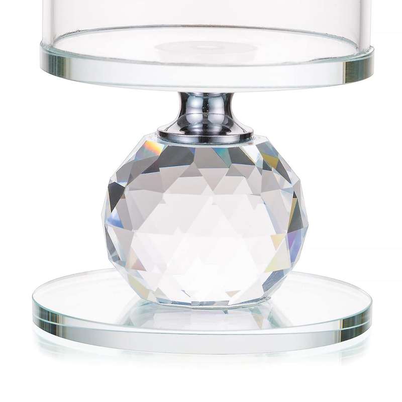 Crystal Glass Pillar Candle Holder Clear Glass Candle Holder ,12cm