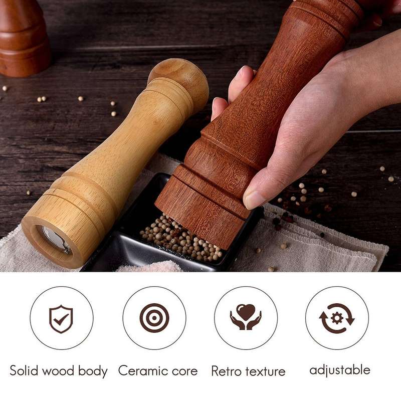 Salt and Pepper Grinders,oak Wooden Salt and Pepper Mills [set Of 2]