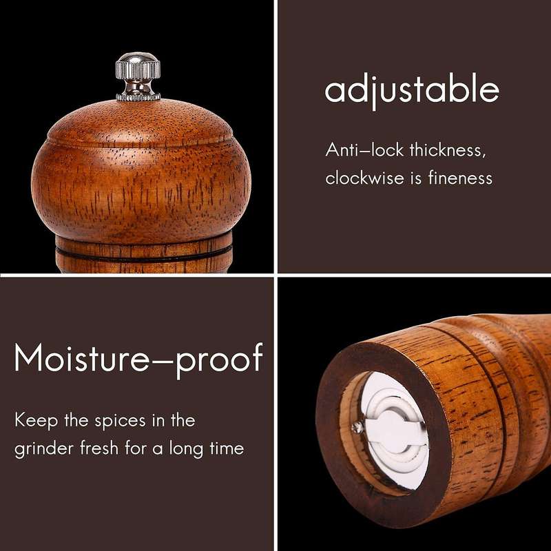 Salt and Pepper Grinders,oak Wooden Salt and Pepper Mills [set Of 2]