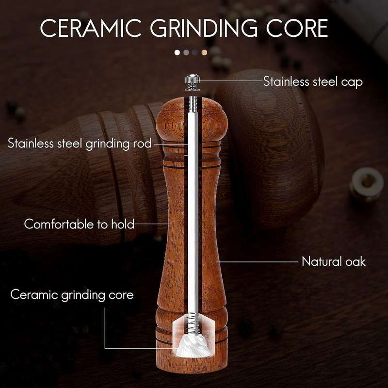 Salt and Pepper Grinders,oak Wooden Salt and Pepper Mills [set Of 2]