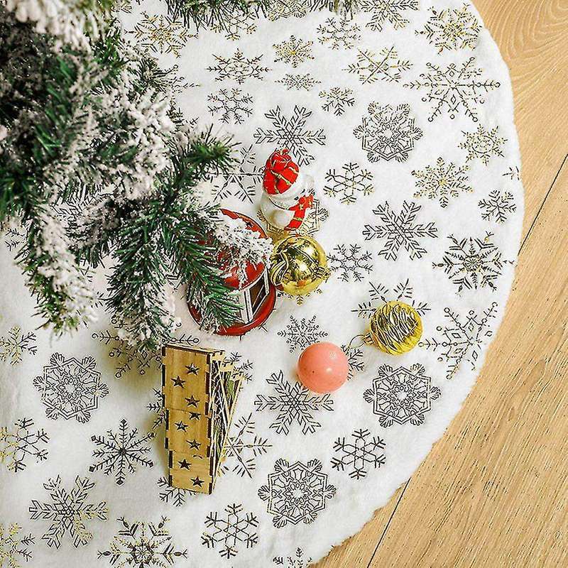 Christmas White Plush Christmas Tree Skirt Christmas Tree Ornaments