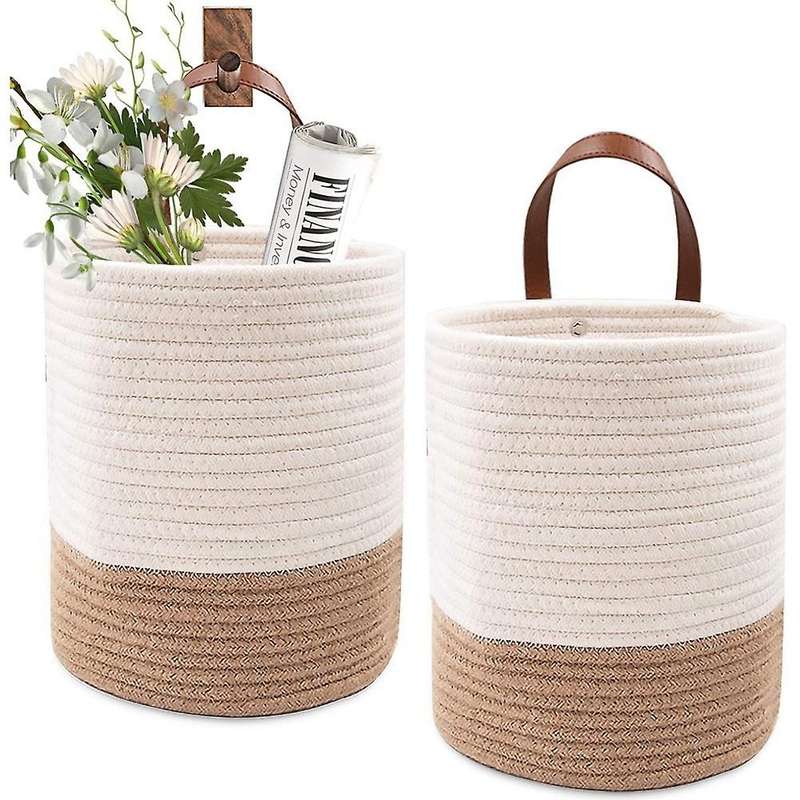 2 Pack Rope Hanging Basket, Woven Basket, for Organizing,shelf Basket