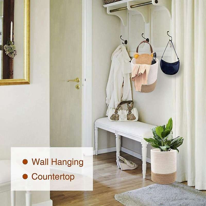 2 Pack Rope Hanging Basket, Woven Basket, for Organizing,shelf Basket