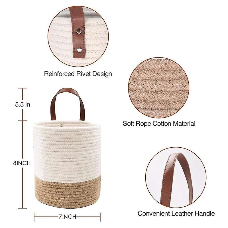 2 Pack Rope Hanging Basket, Woven Basket, for Organizing,shelf Basket