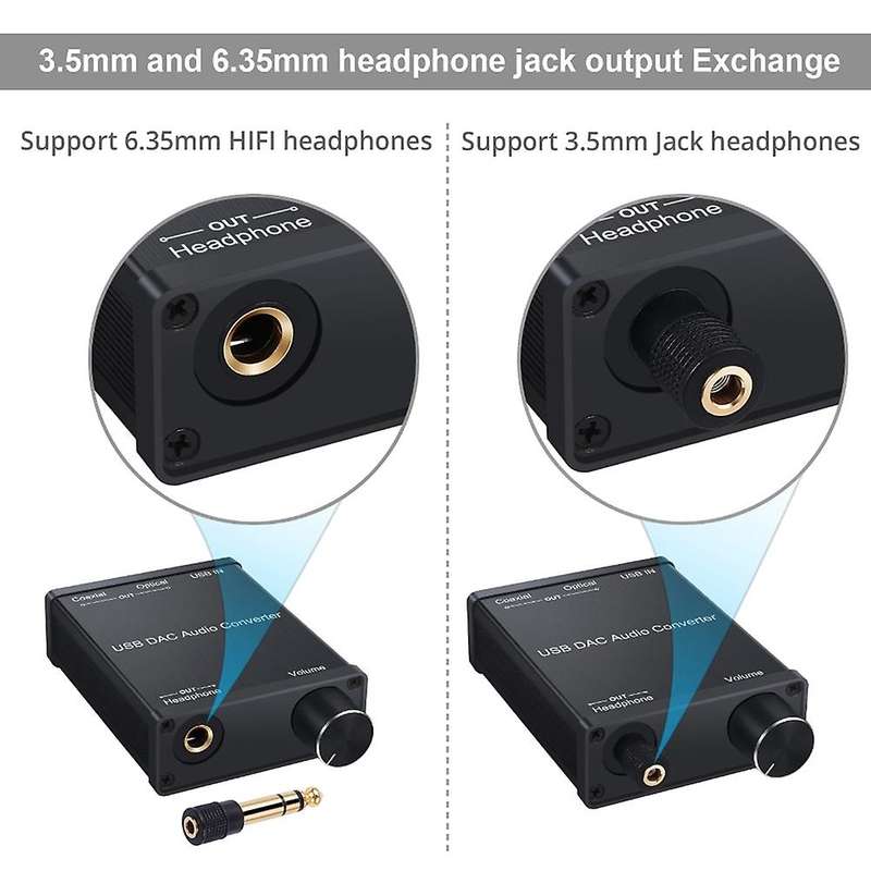 Dac Audio Converter Adapter with Headphone Amplifier Usb to Coaxial