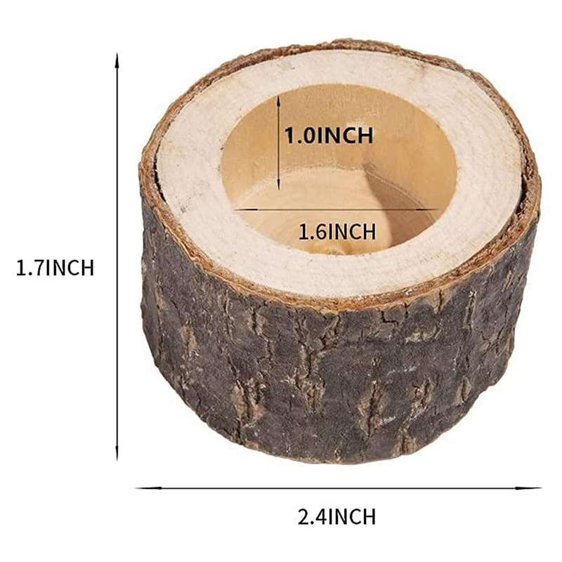 9 Pack Wood Tealight Candle Holders, Rustic Wedding Decorations