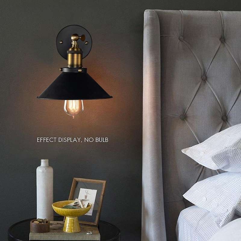 Aisle Bedroom Bedside Single Head Small Black Umbrella Wall Lamp