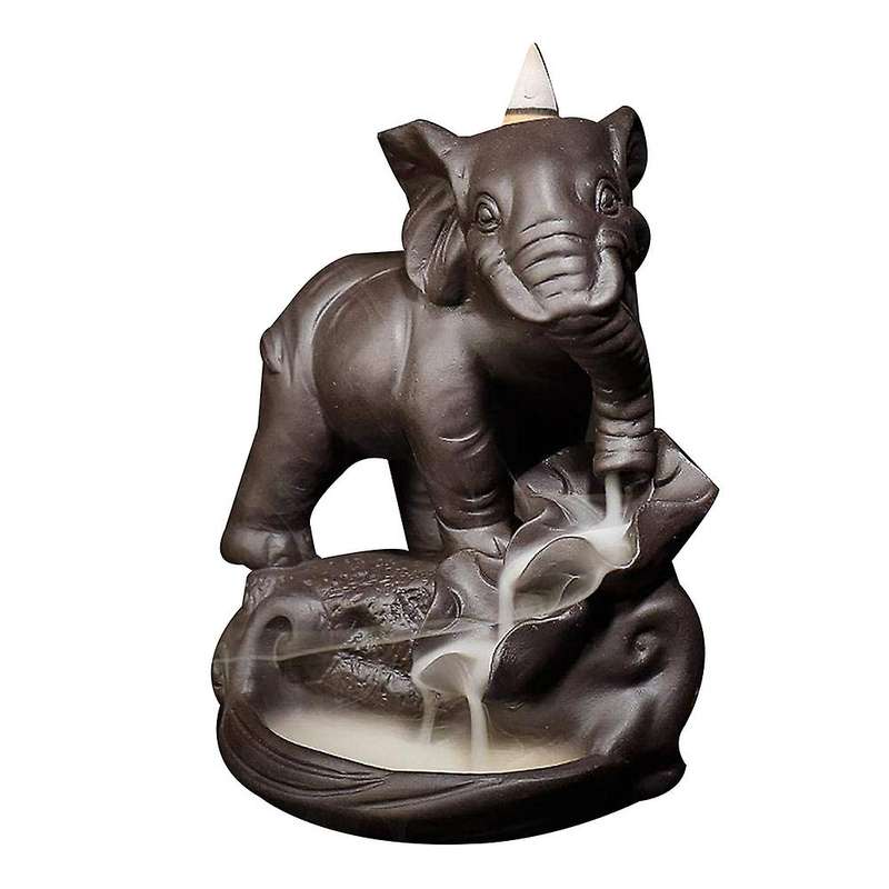 Handmade Backflow Incense Cute Ceramic Elephant Burner Waterfall