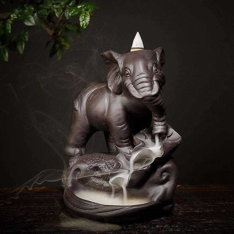 Handmade Backflow Incense Cute Ceramic Elephant Burner Waterfall