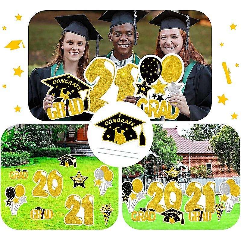 Graduation Yard Sign Stakes Decorations - Congrats Grad Cap Decor