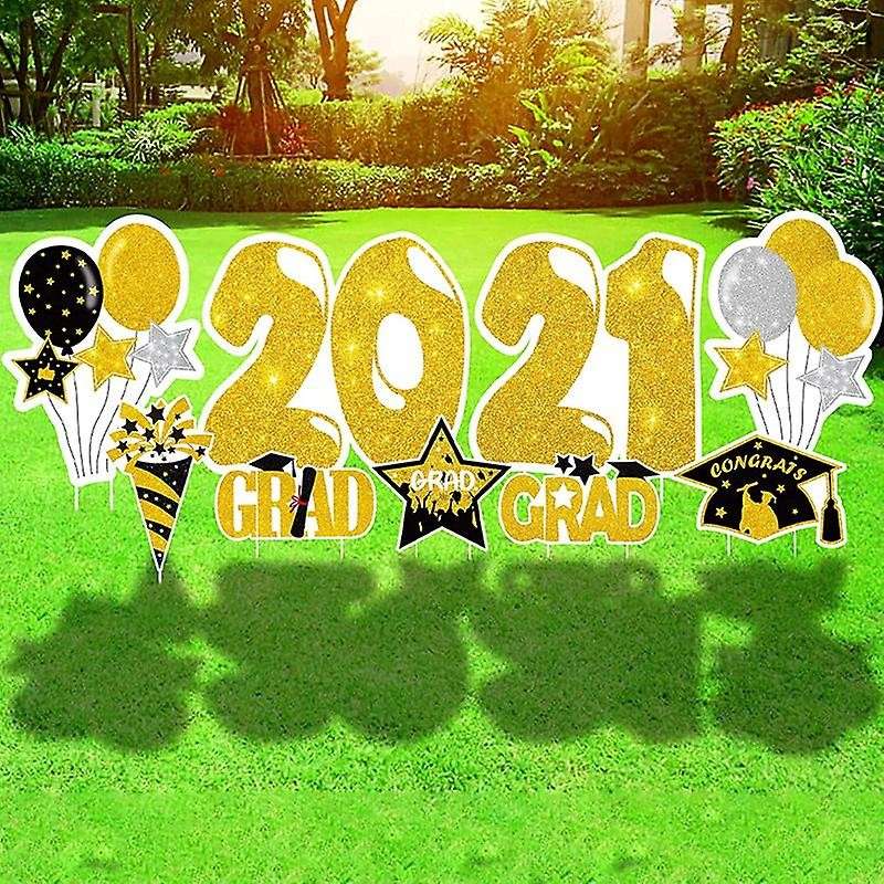 Graduation Yard Sign Stakes Decorations - Congrats Grad Cap Decor