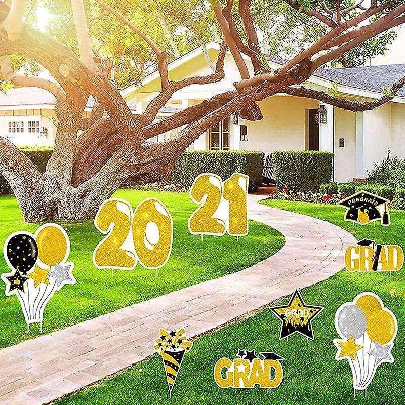 Graduation Yard Sign Stakes Decorations - Congrats Grad Cap Decor
