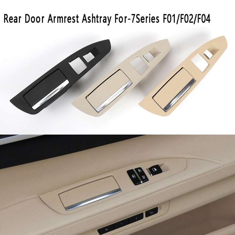 Car Left Rear Door Interior Armrest Ashtray Assembly Beige-white