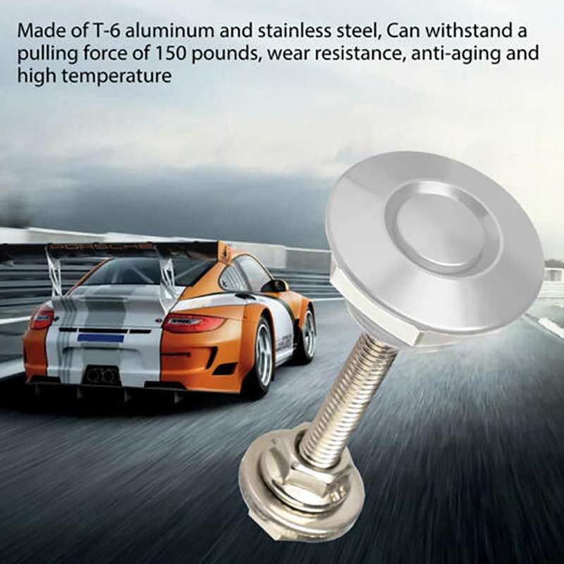 4 X Quick Release Push Hood Latch Button Car Pin Bonnet Lock Silver